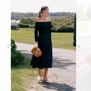 Tuckernuck Black Marissa Dress NWOT Stretchy Midi Large Size Zip Dress